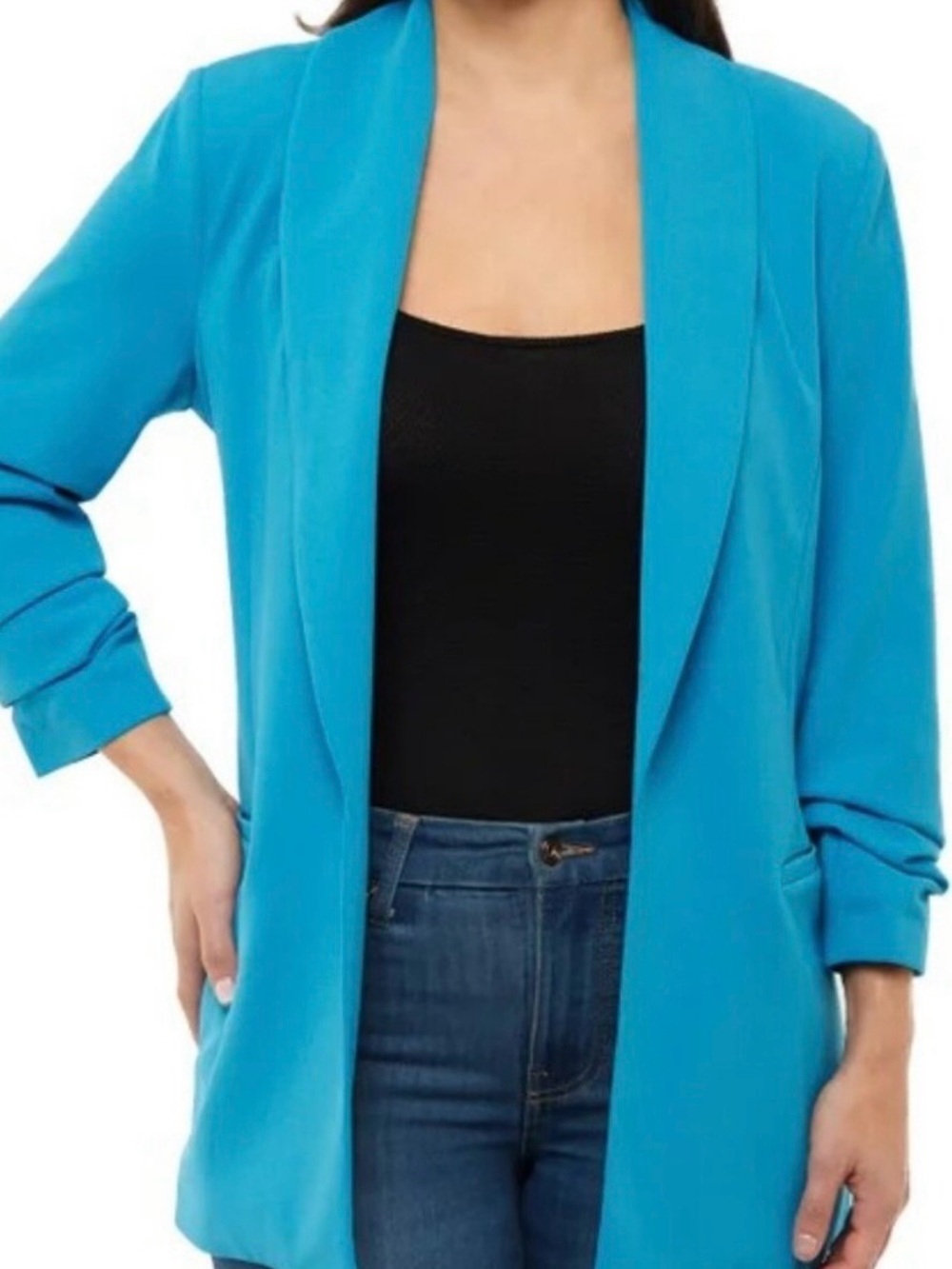 XL Dakota Blue Summer Blazer Open-Front